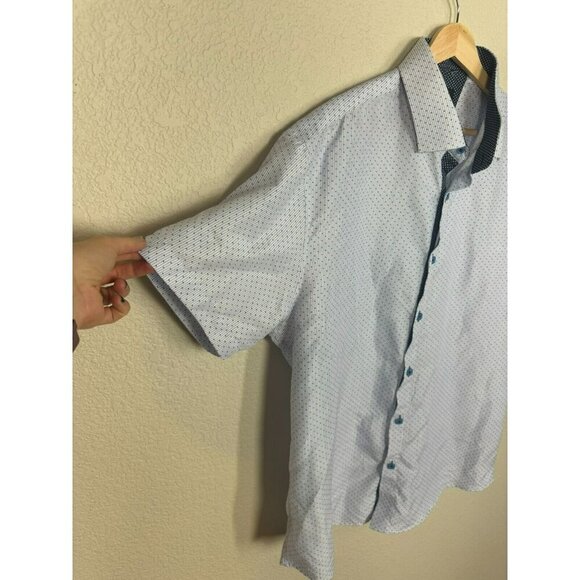BC Collection Button Up Shirt Mens Size Large Blue White Blue Short Sleeve - Picture 5 of 11